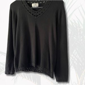 Vintage Bonnie and bill silk blend beaded black sweater